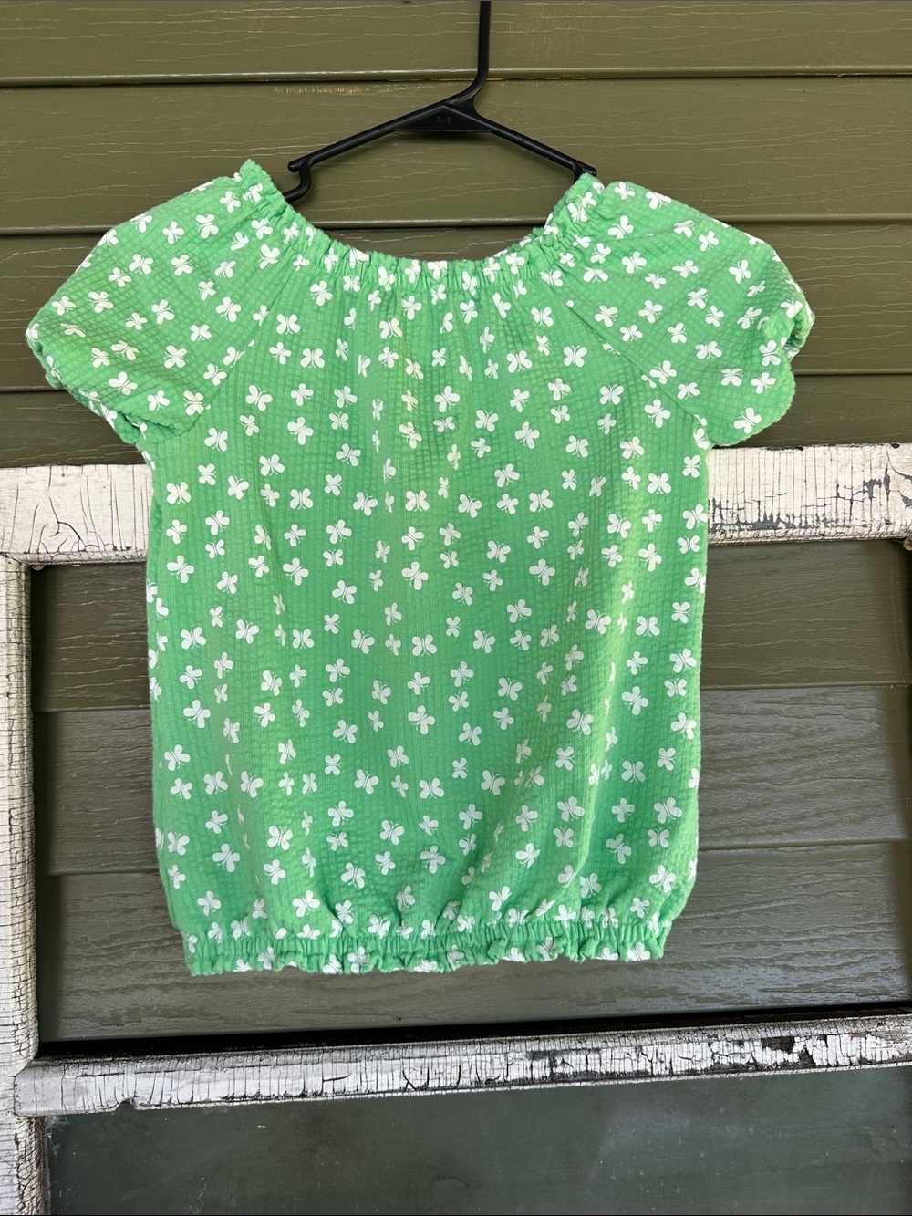 Girls' Green Floral Short Sleeve Top
